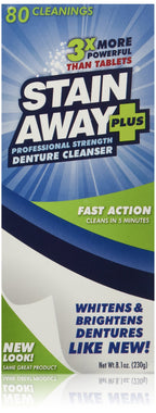 Stain Away Plus Denture Cleanser - Fast Acting Effervescent Formula