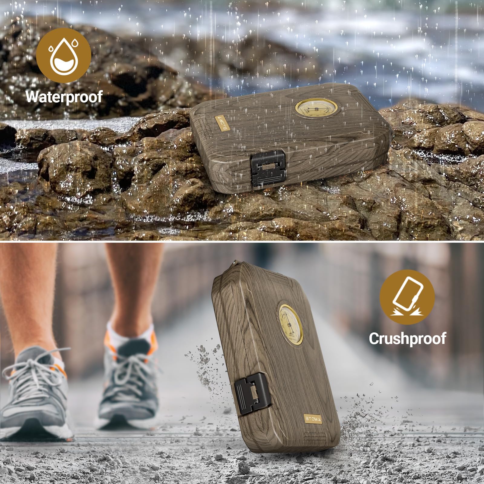 Travel Cigar Humidor Case with Humidifier and Hygrometer

