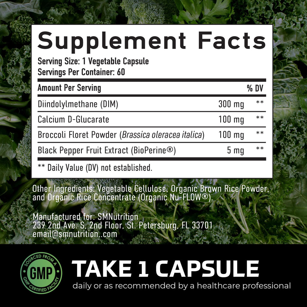 DIM Supplement for Men 300mg by SMNUTRITION | Gluten-Free

