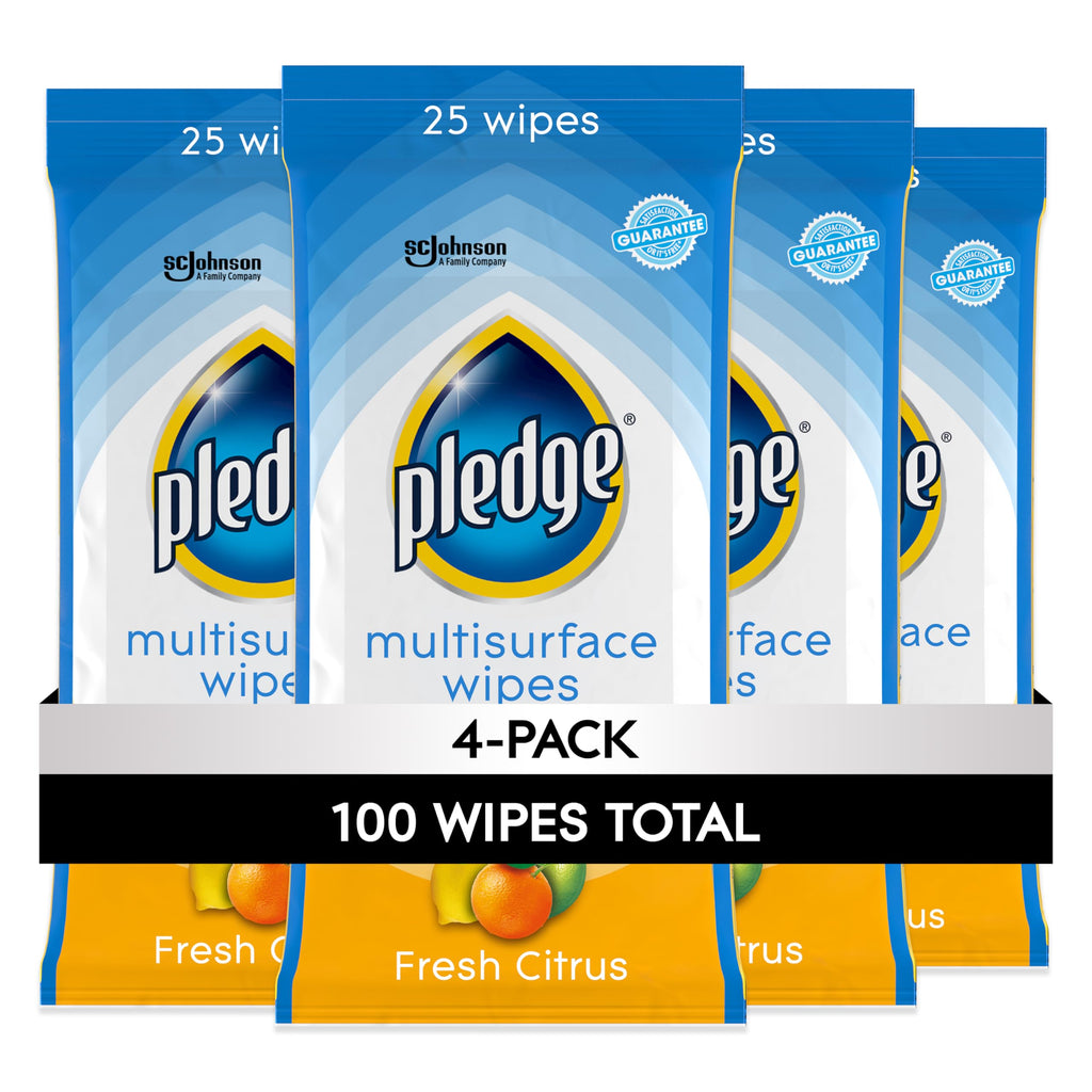 Pledge Multi-Surface Furniture Polish Wipes - Fresh Citrus for Wood, Granite & Leather