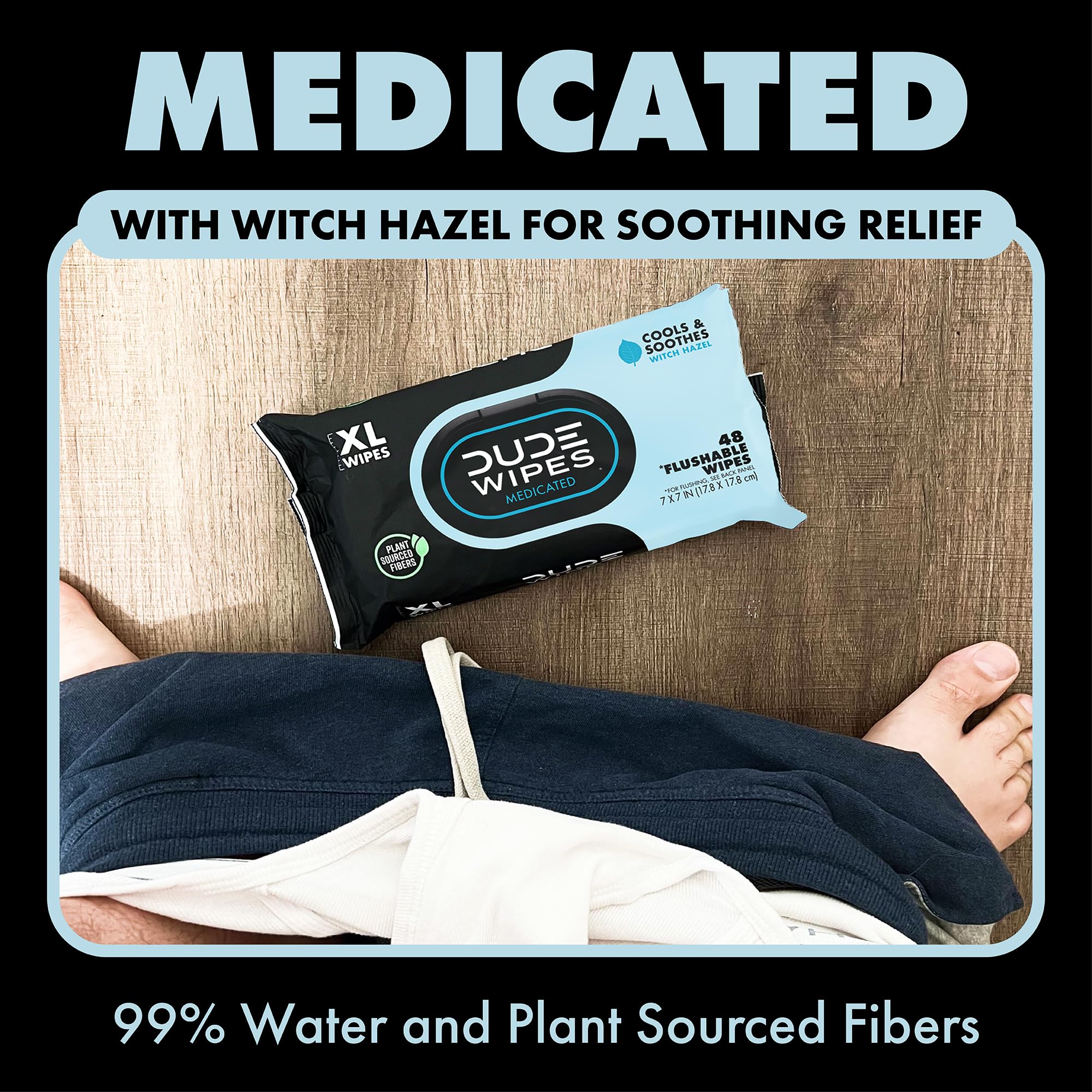 DUDE Wipes Medicated Witch Hazel Flushable Wipes


