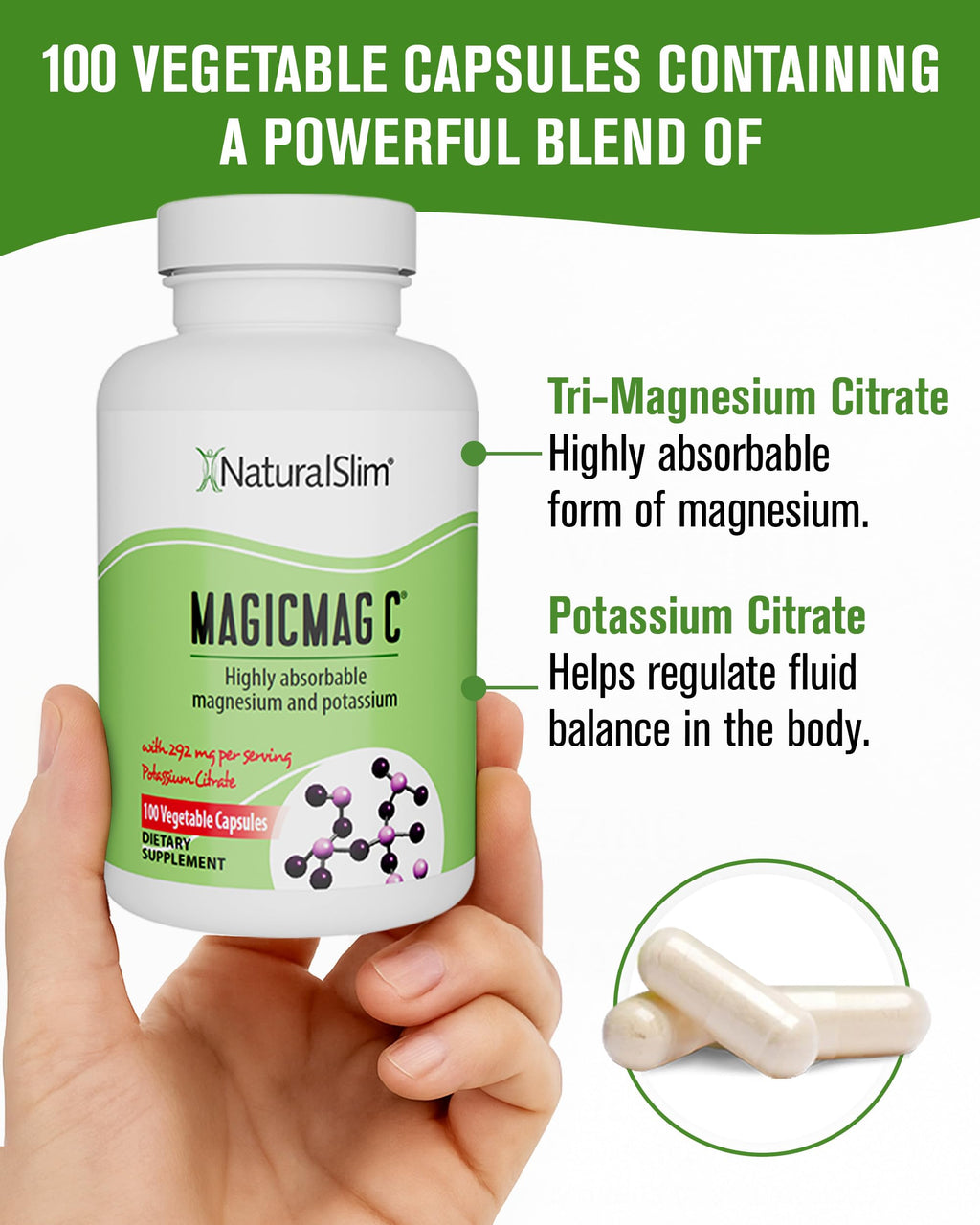 Magnesium Citrate Capsules by NaturalSlim - MagicMag C


