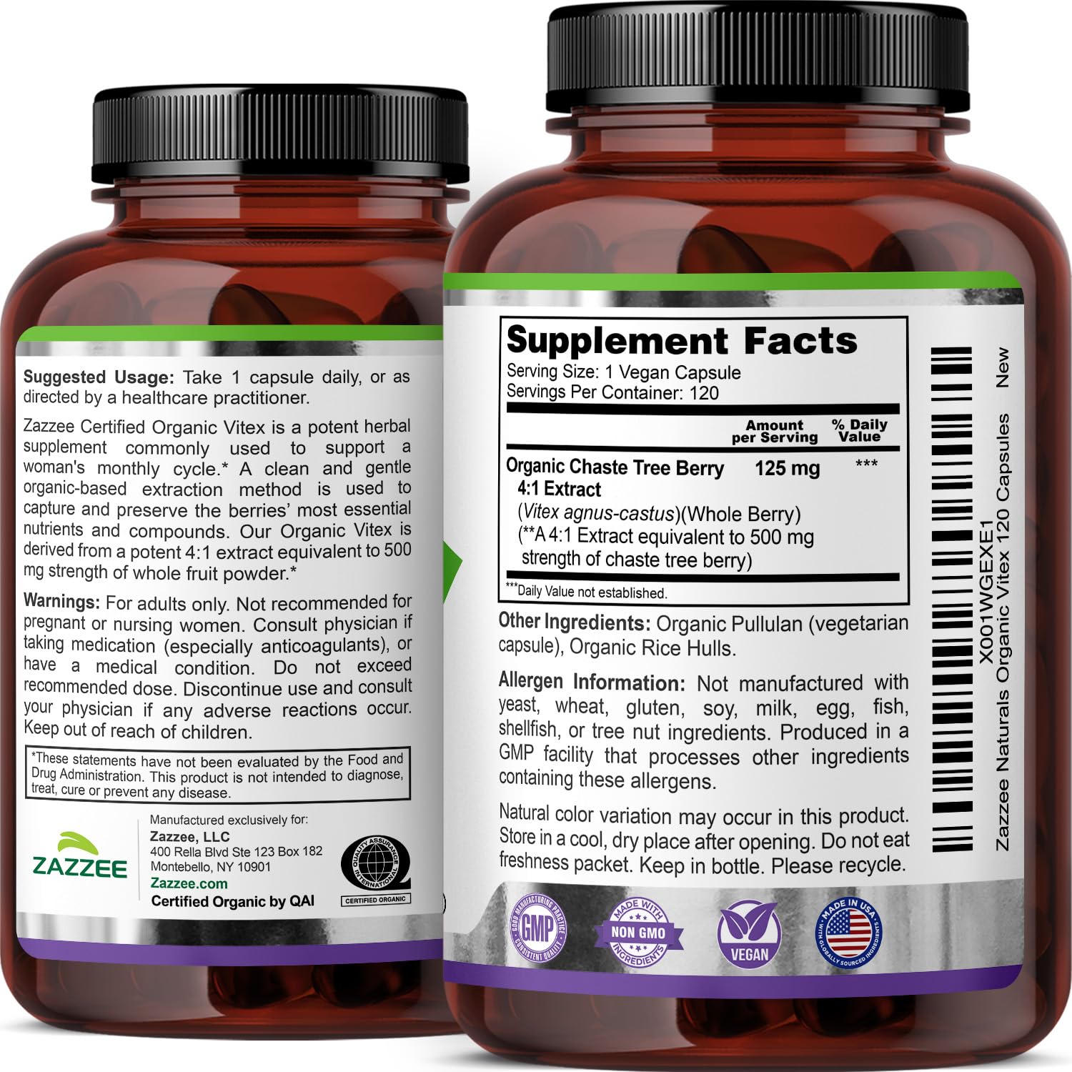 Zazzee USDA Organic Vitex Extract for Hormonal Balance

