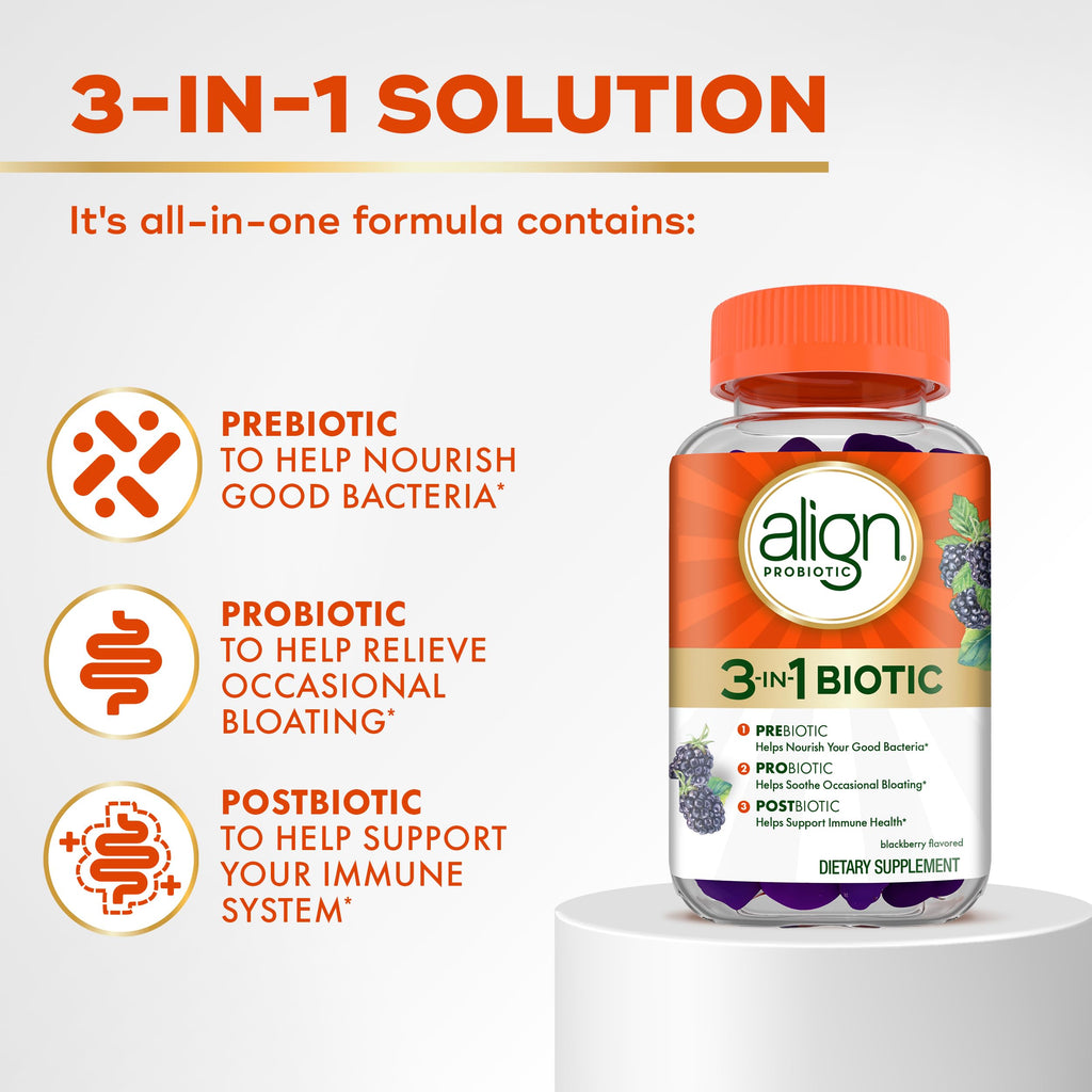 Align Probiotic 3-in-1 Biotic Gummies Blackberry Flavor

