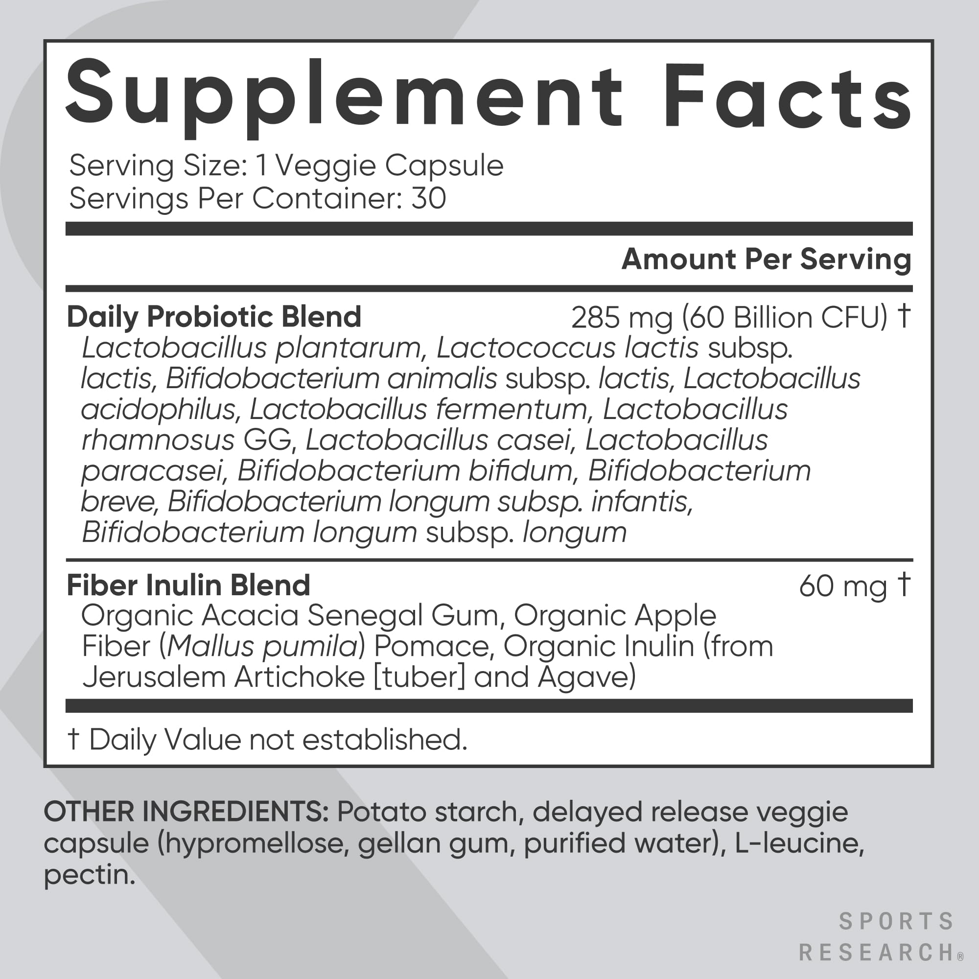 Sports Research Probiotics with Prebiotics Vegan Capsules

