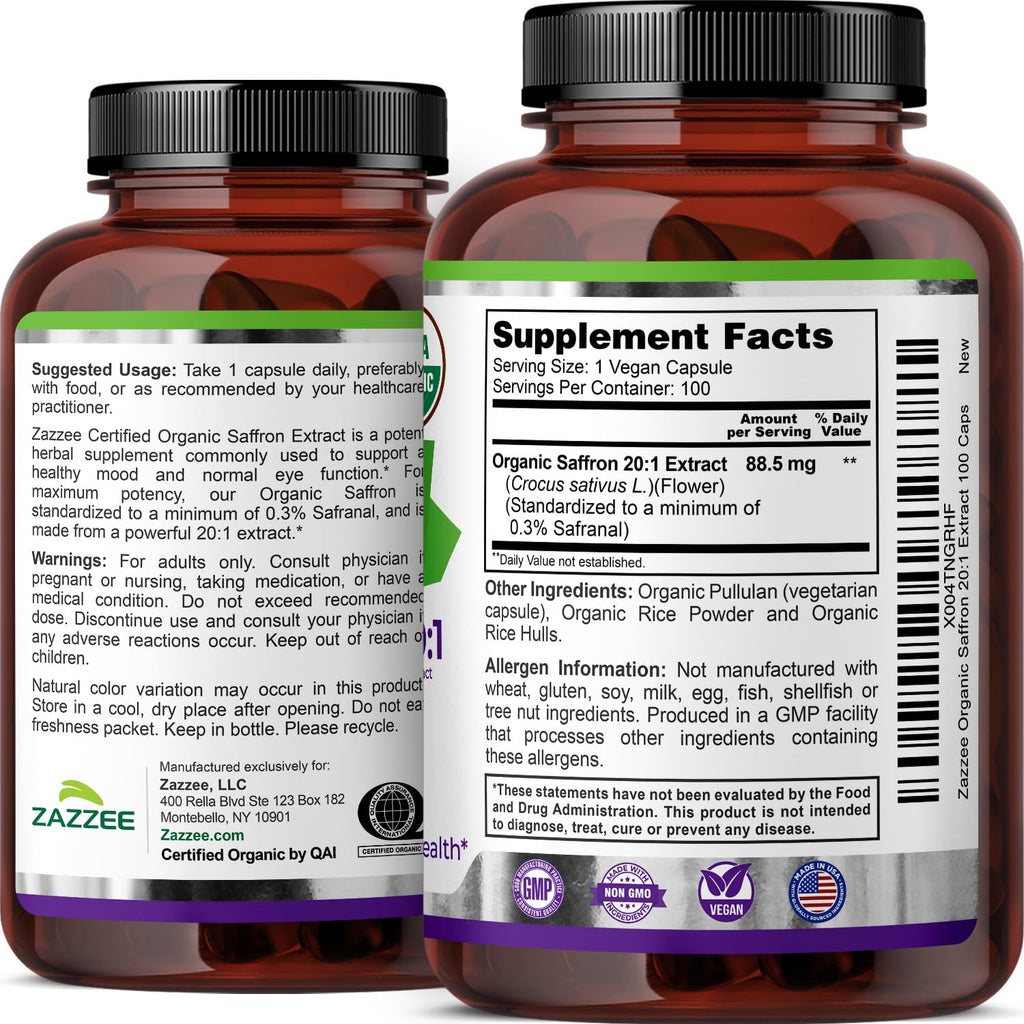 Saffron Extract Capsules by Zazzee

