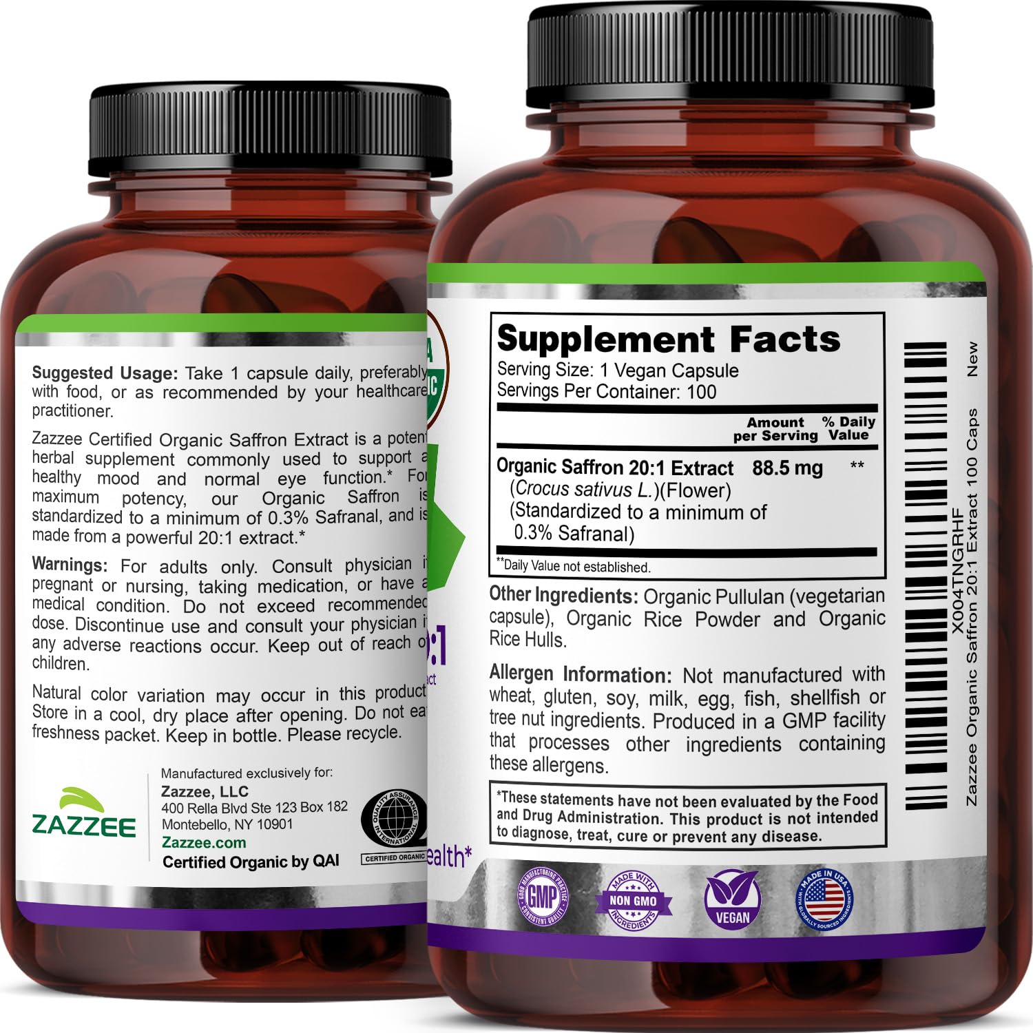 Saffron Extract Capsules by Zazzee

