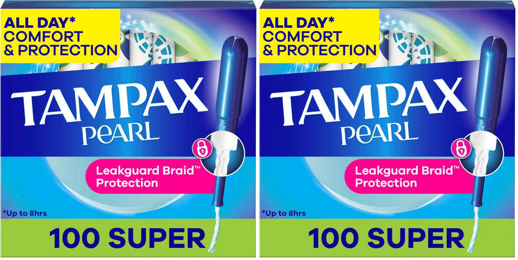 Tampax Pearl Tampons for Women, with LeakGuard Braid, Super Absorbency, Unscented