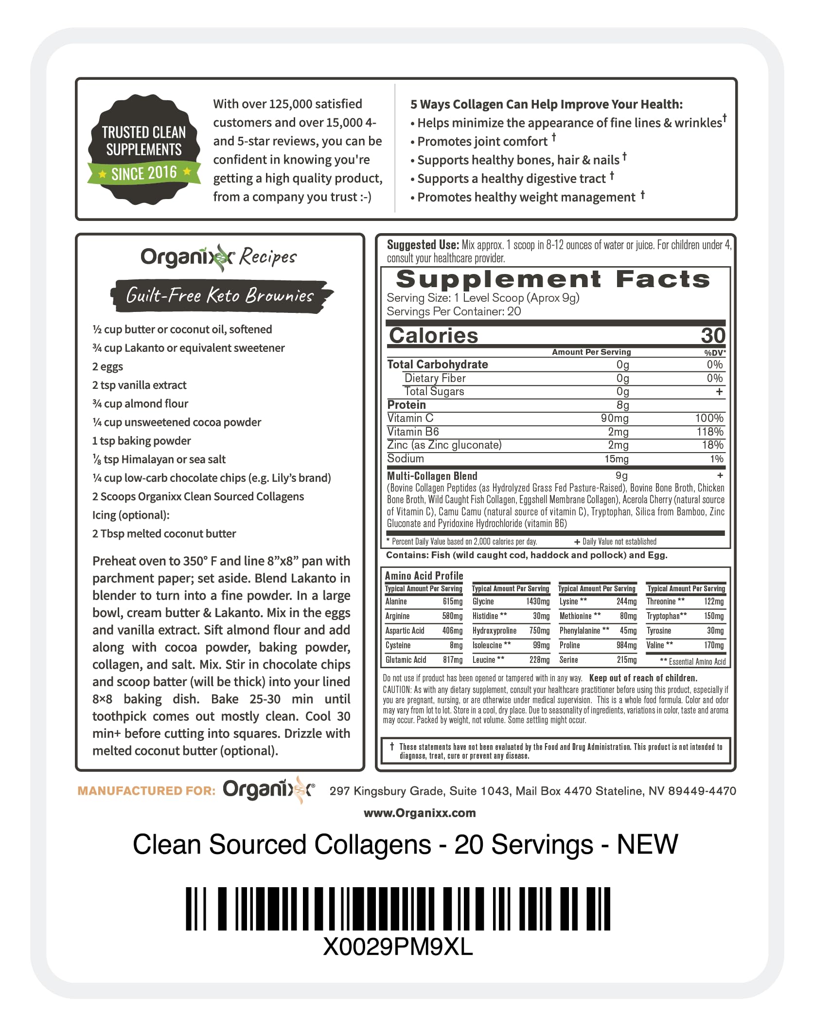 Organixx Clean Sourced Collagen Peptides with Vitamin C

