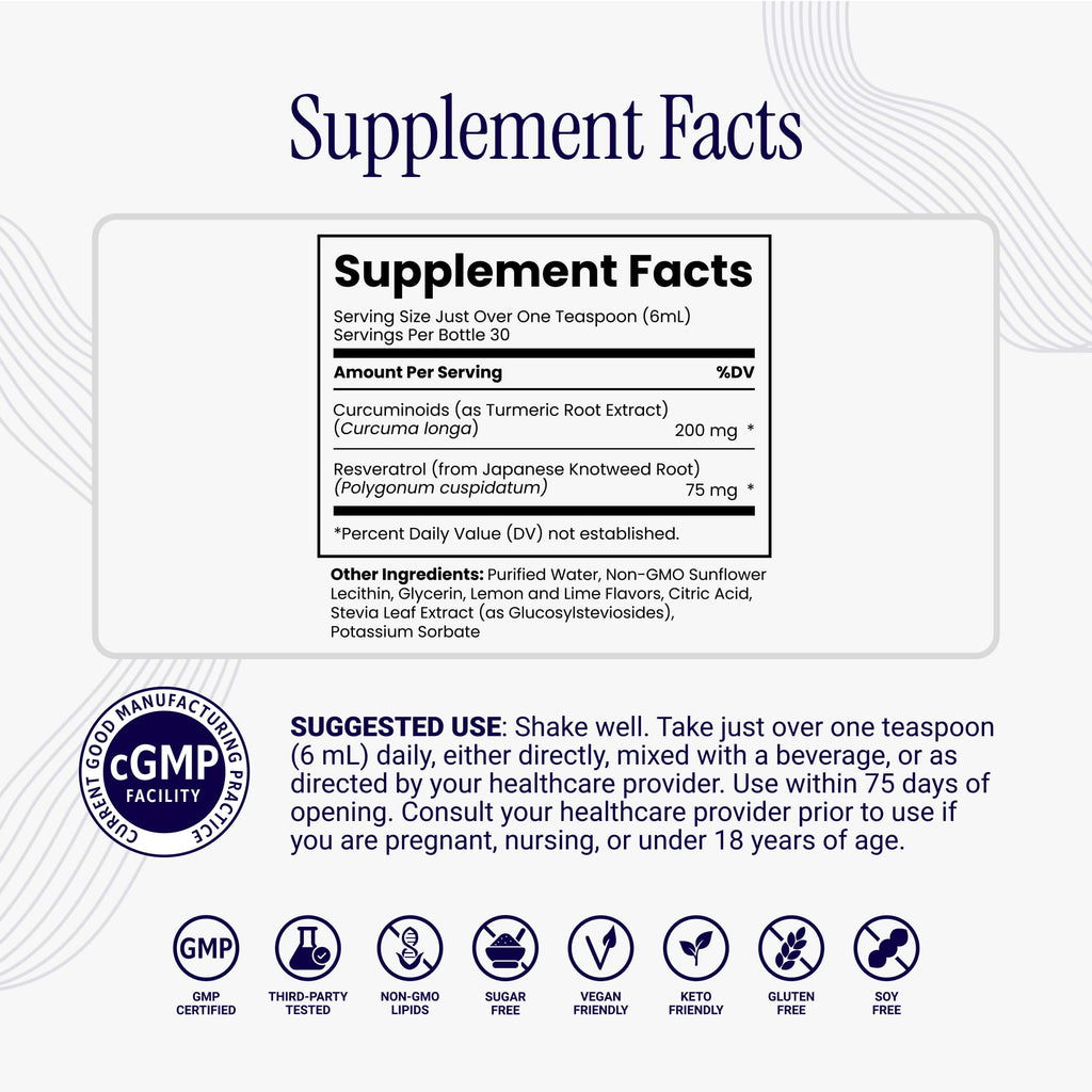 Liposomal Curcumin + Resveratrol Liquid | Rho Nutrition

