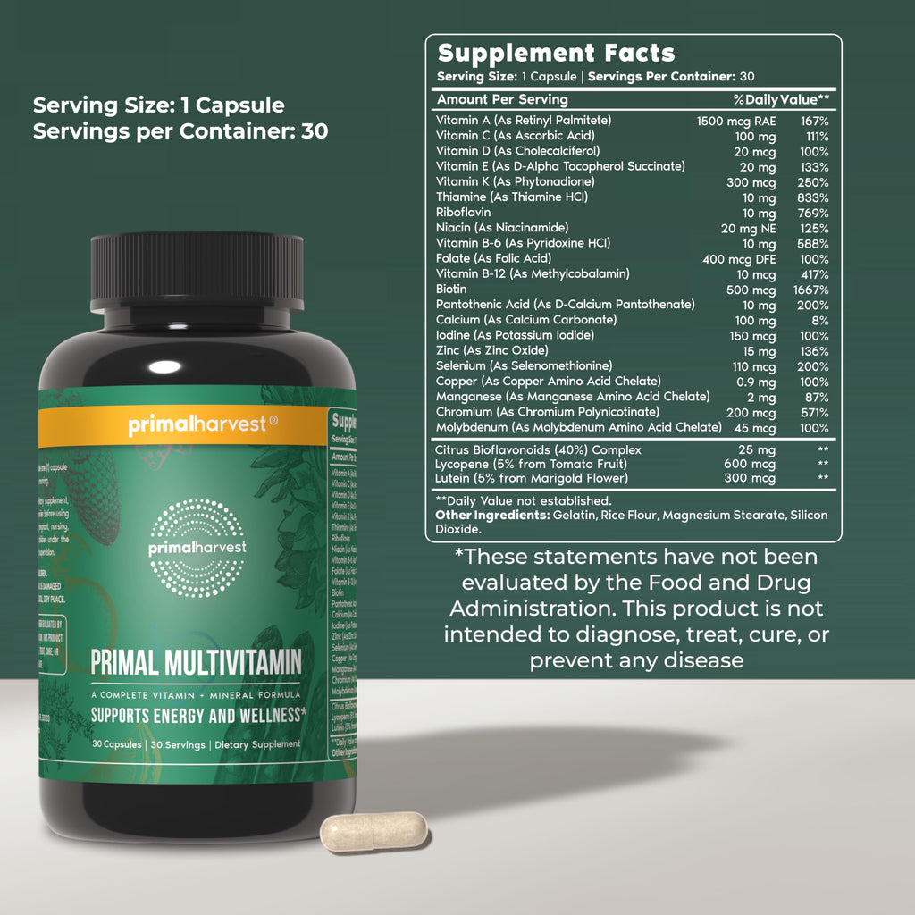 Primal Harvest Primal Multivitamin | Energy & Immunity

