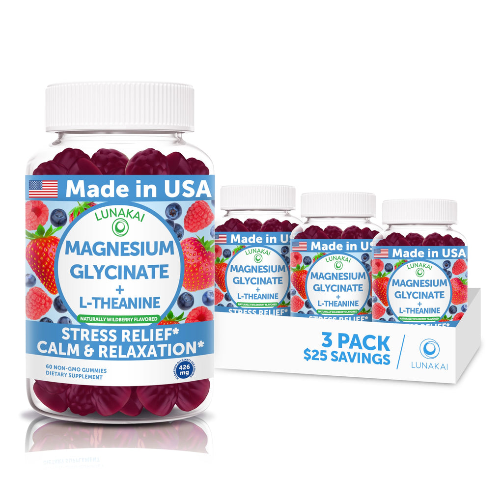 Lunakai Magnesium Glycinate Gummies with L-Theanine for Calm & Relaxation