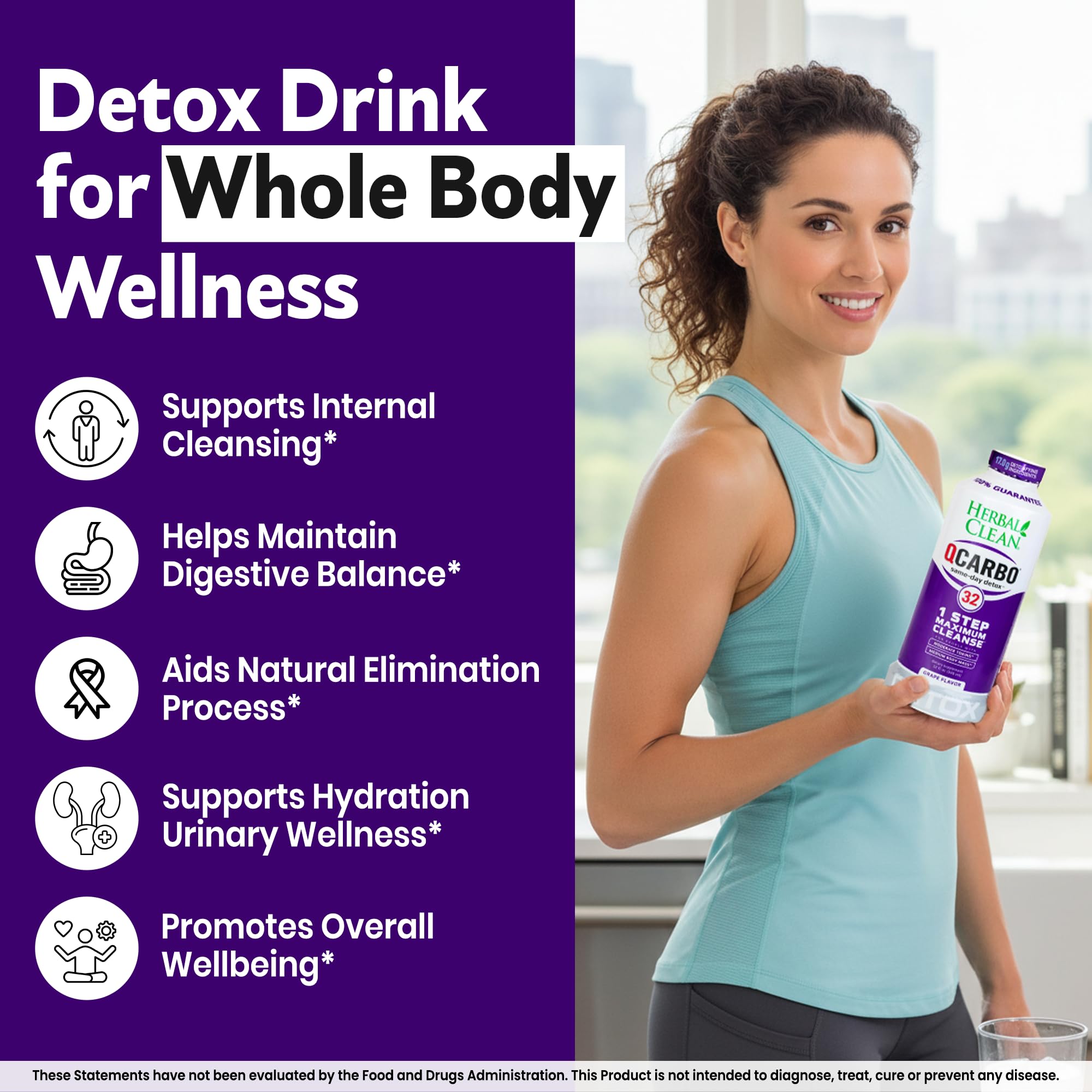 Herbal Clean Qcarbo Detox Drink | Natural Detox Support

