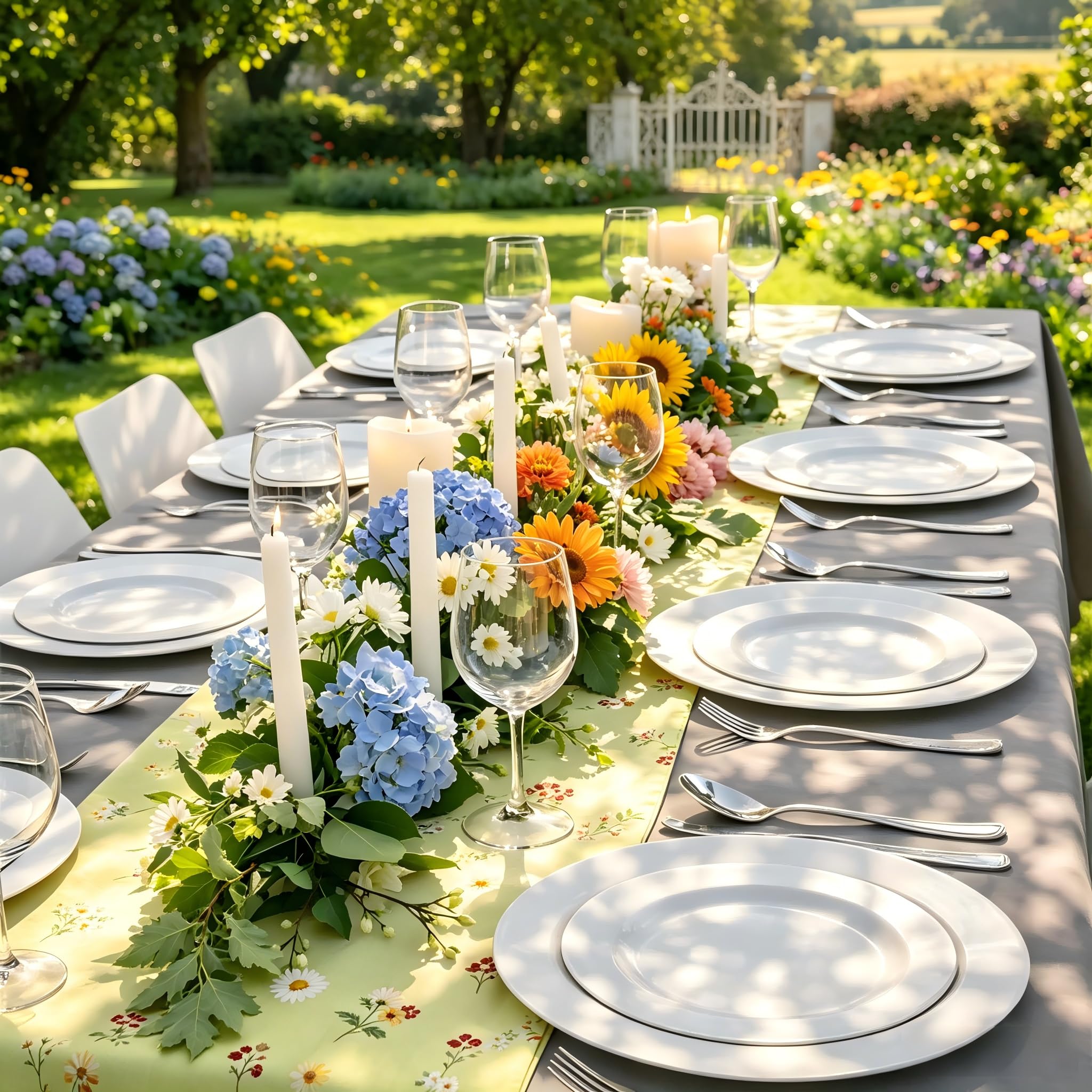 FLOWERCAT Disposable Plates - Heavy Duty Party Plates

