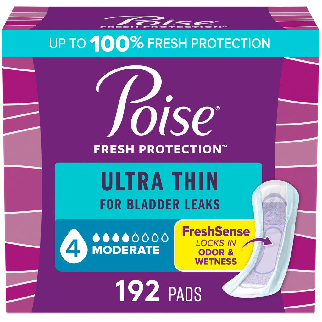 Poise Ultra Thin Incontinence Pads for Bladder Leaks with GushProtect Zone