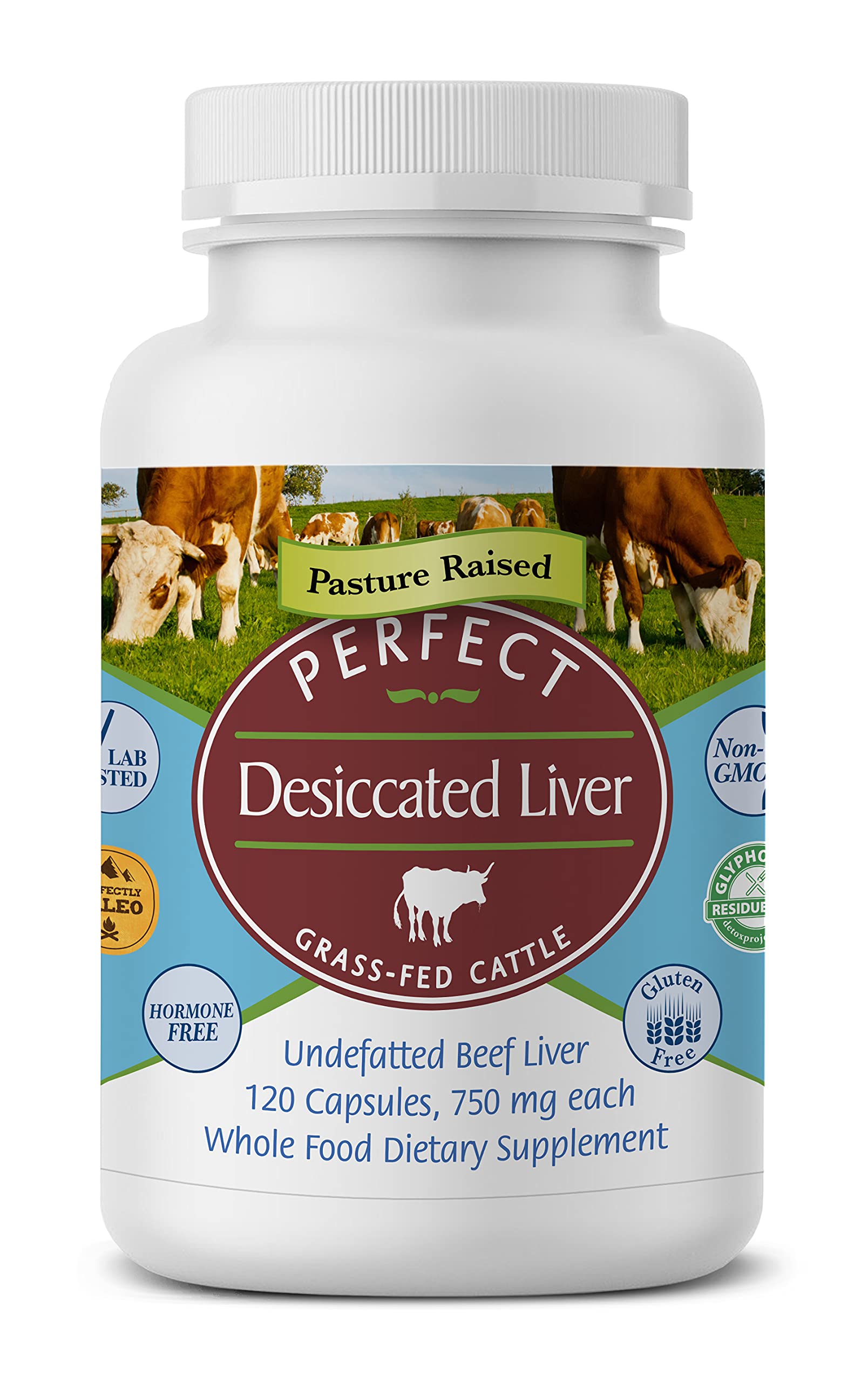 Perfect Supplements Desiccated Beef Liver Capsules Grass-Fed

