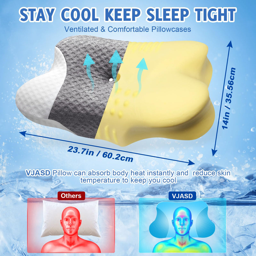 VJASAD Cervical Neck Pillow with Memory Foam

