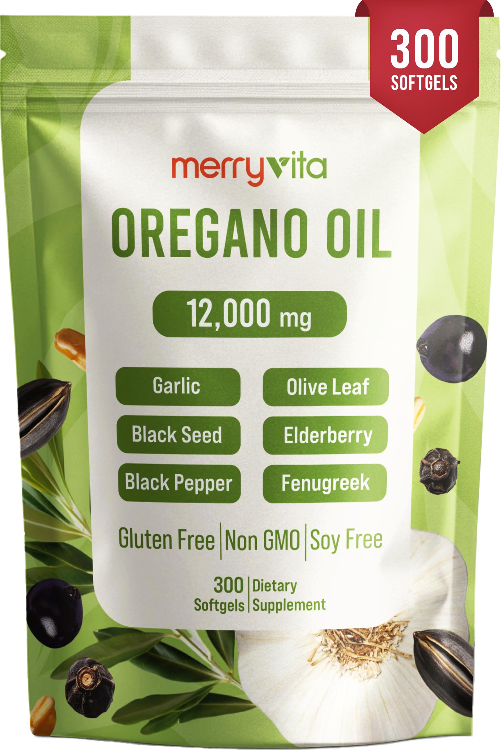 MerryVita Oil of Oregano with Black Seed Oil Immune Support