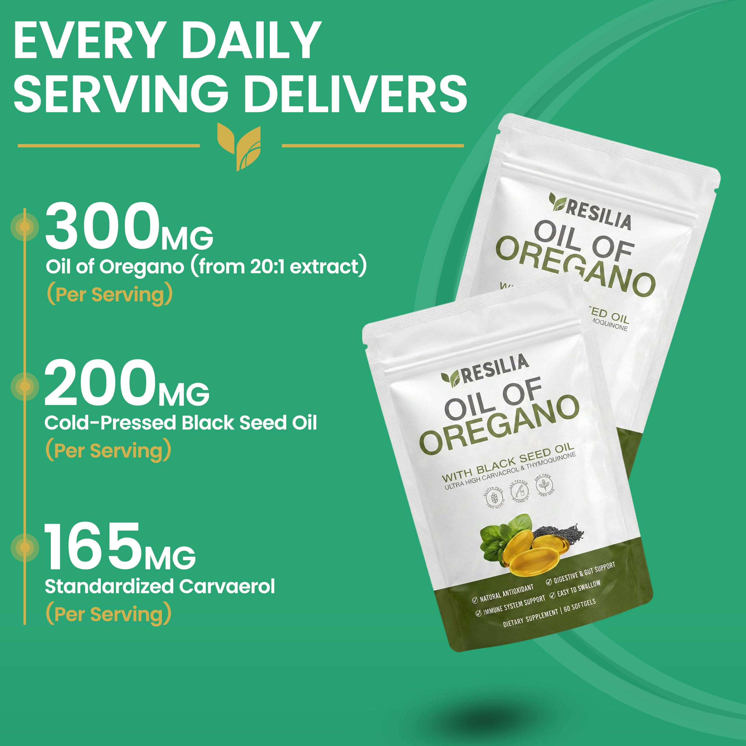 Resilia Oregano Oil Softgels with Black Seed – Immune Support


