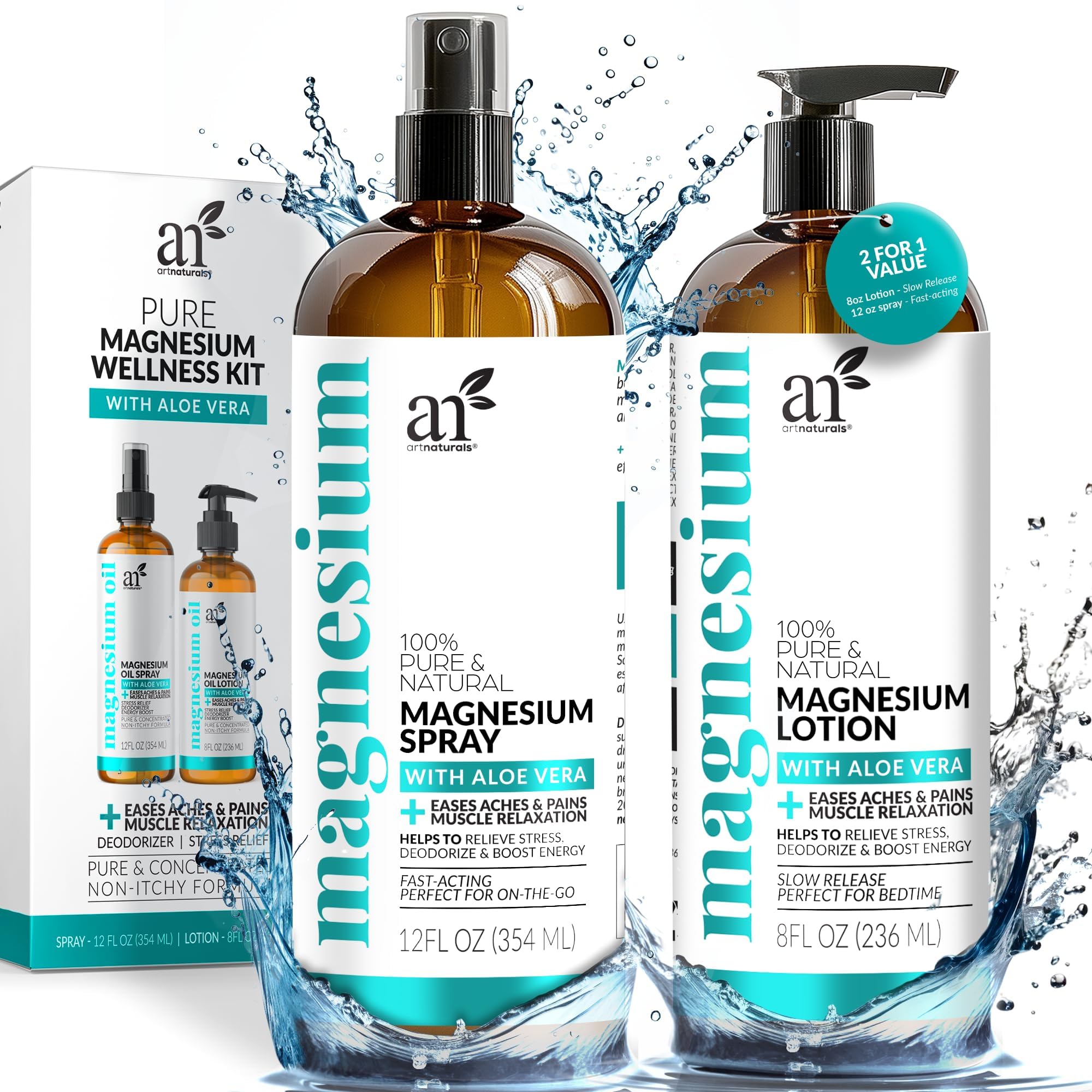 ArtNaturals Magnesium Oil Spray & Lotion Set | Sleep

