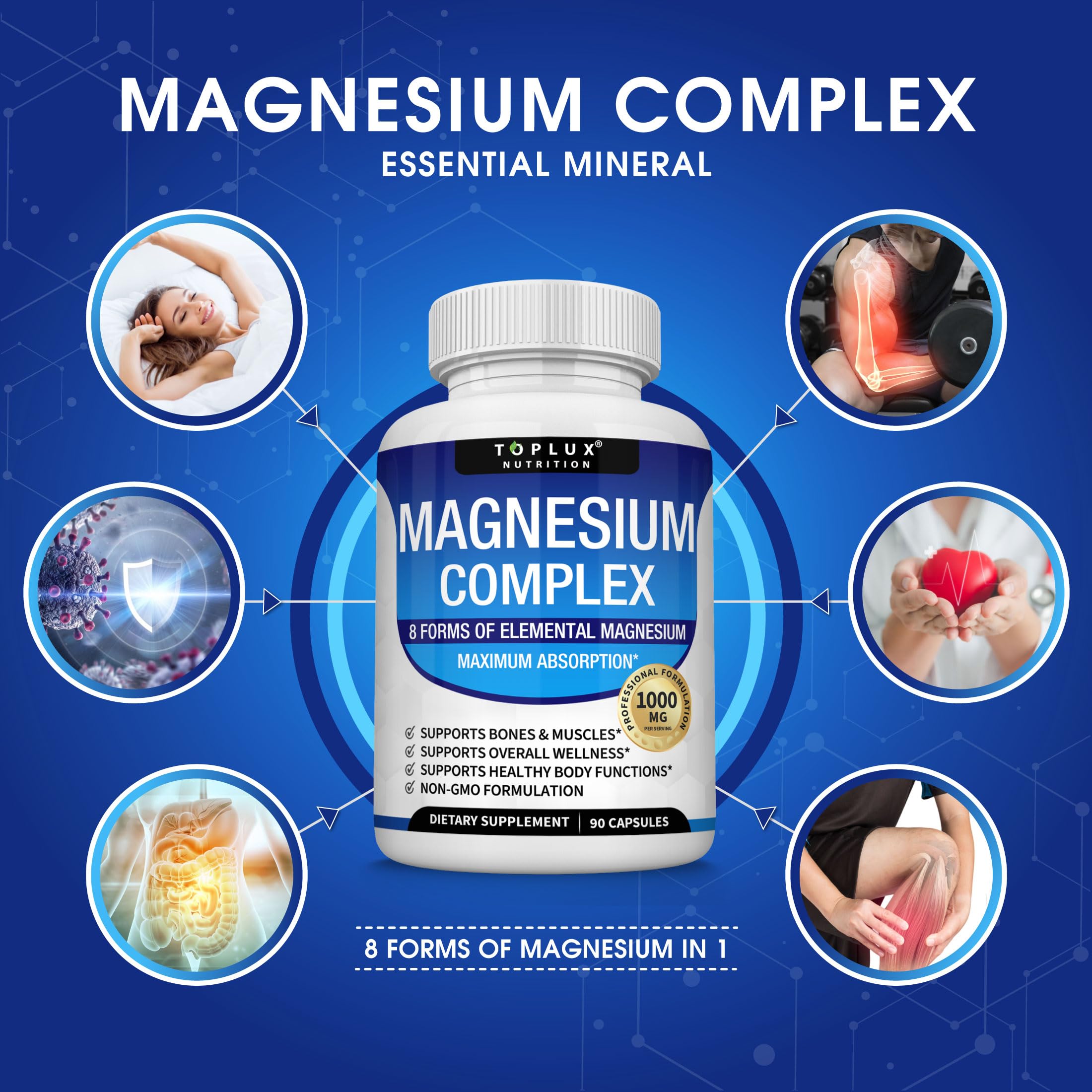 Toplux Magnesium Complex Supplement | Bone & Muscle Support

