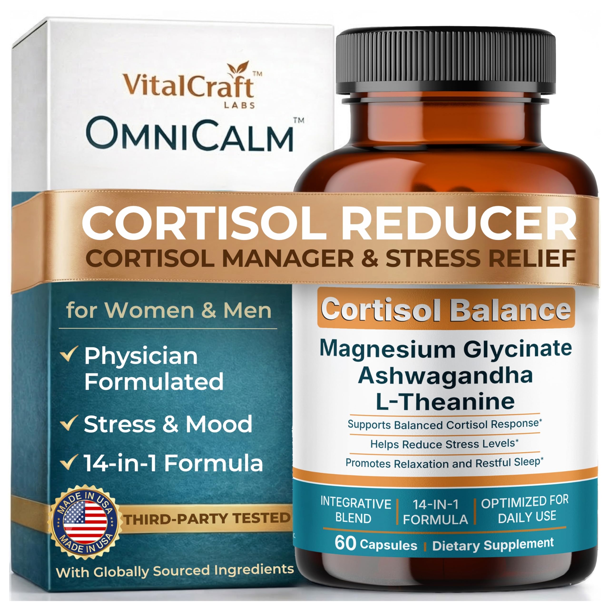 OmniCalm Cortisol Support Supplement | Stress & Sleep

