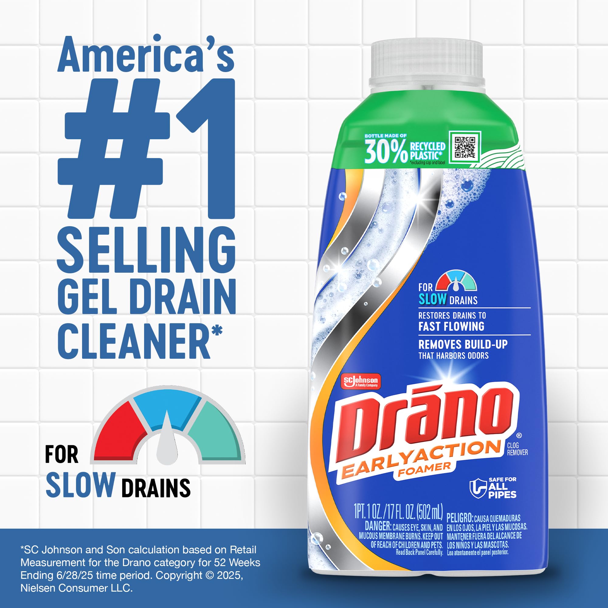 Drano Foamer Drain Clog Remover and Cleaner

