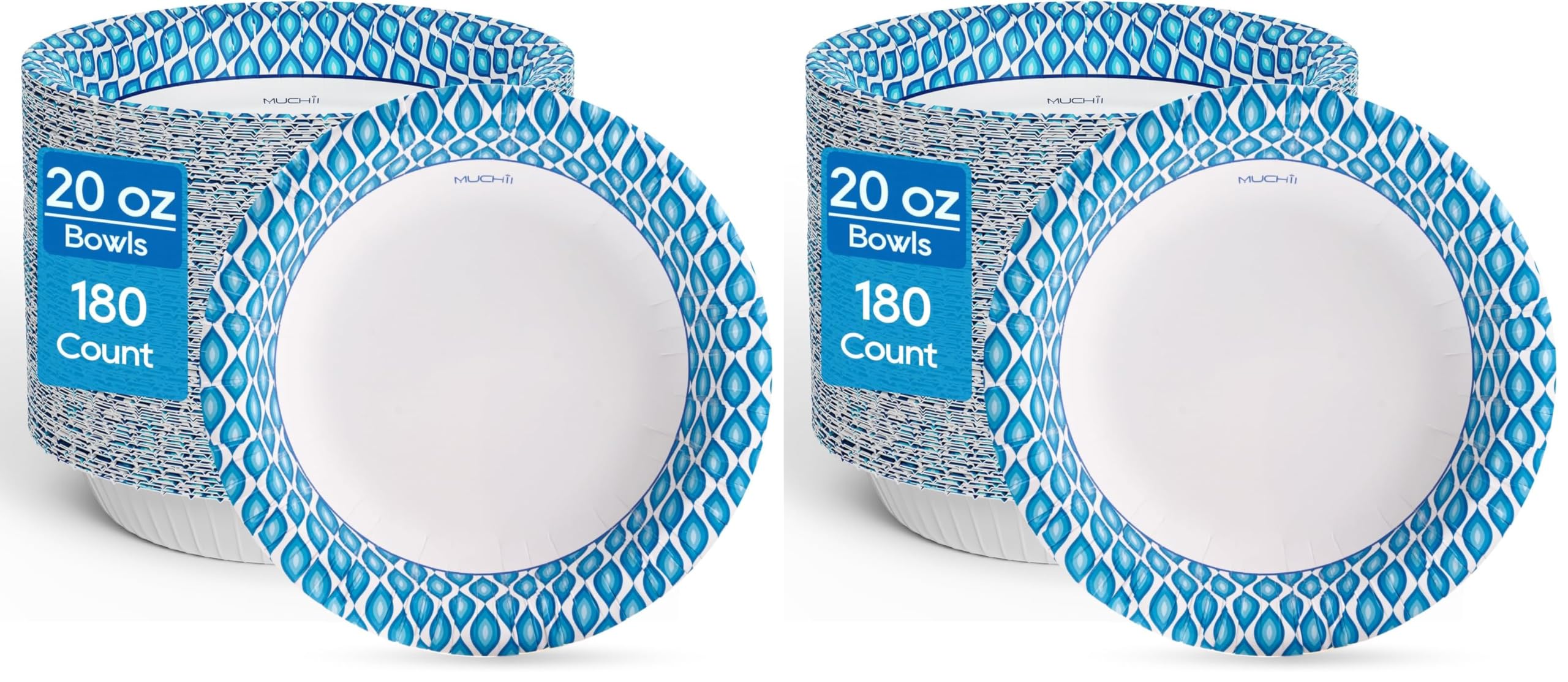MUCHII Disposable Paper Bowls Bulk - Soak-Proof & Printed