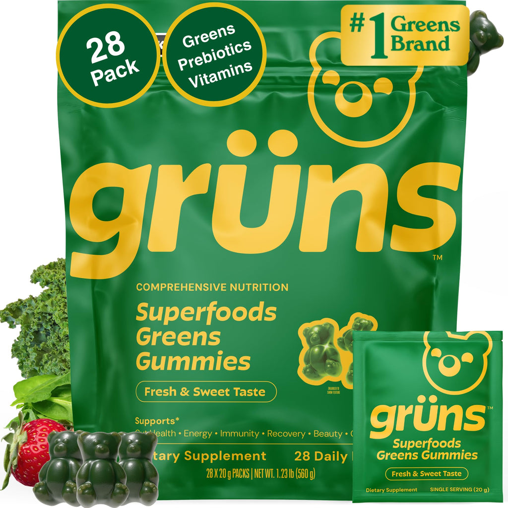 Grüns Adult Greens Gummies Multivitamin with Prebiotic Fiber

