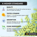SPARTIS Zinc Quercetin Immune Support with C, D3, Bromelain

