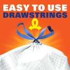 Hefty Ultra Strong Tall Kitchen Trash Bags White Unscented Drawstring Closure

