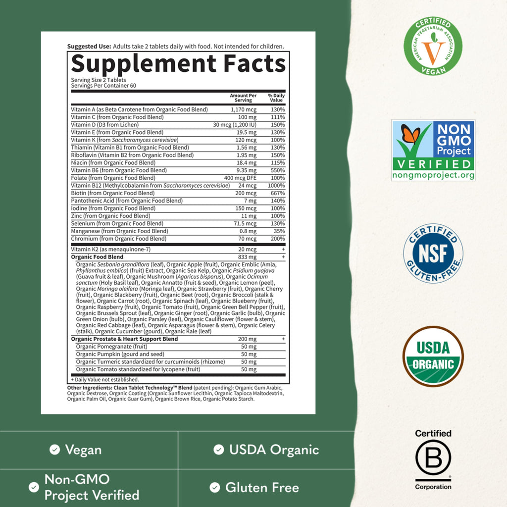 Garden of Life Organics Men’s Multivitamin 40+ - Vegan Organic

