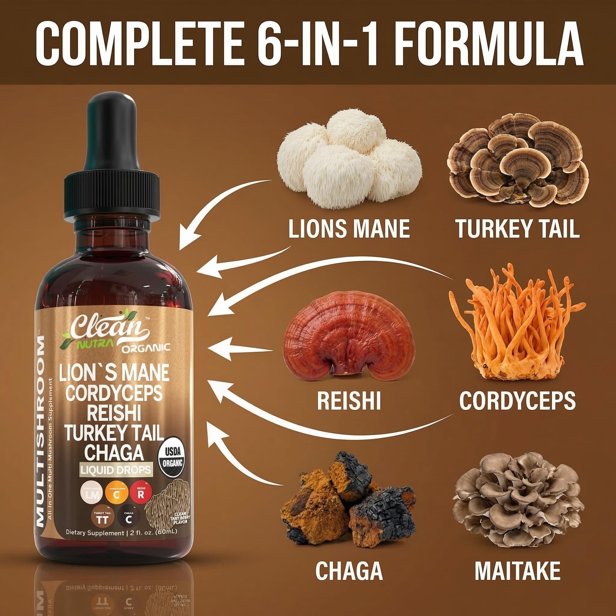 Clean Nutra Mushroom Liquid Drops | Immune Support

