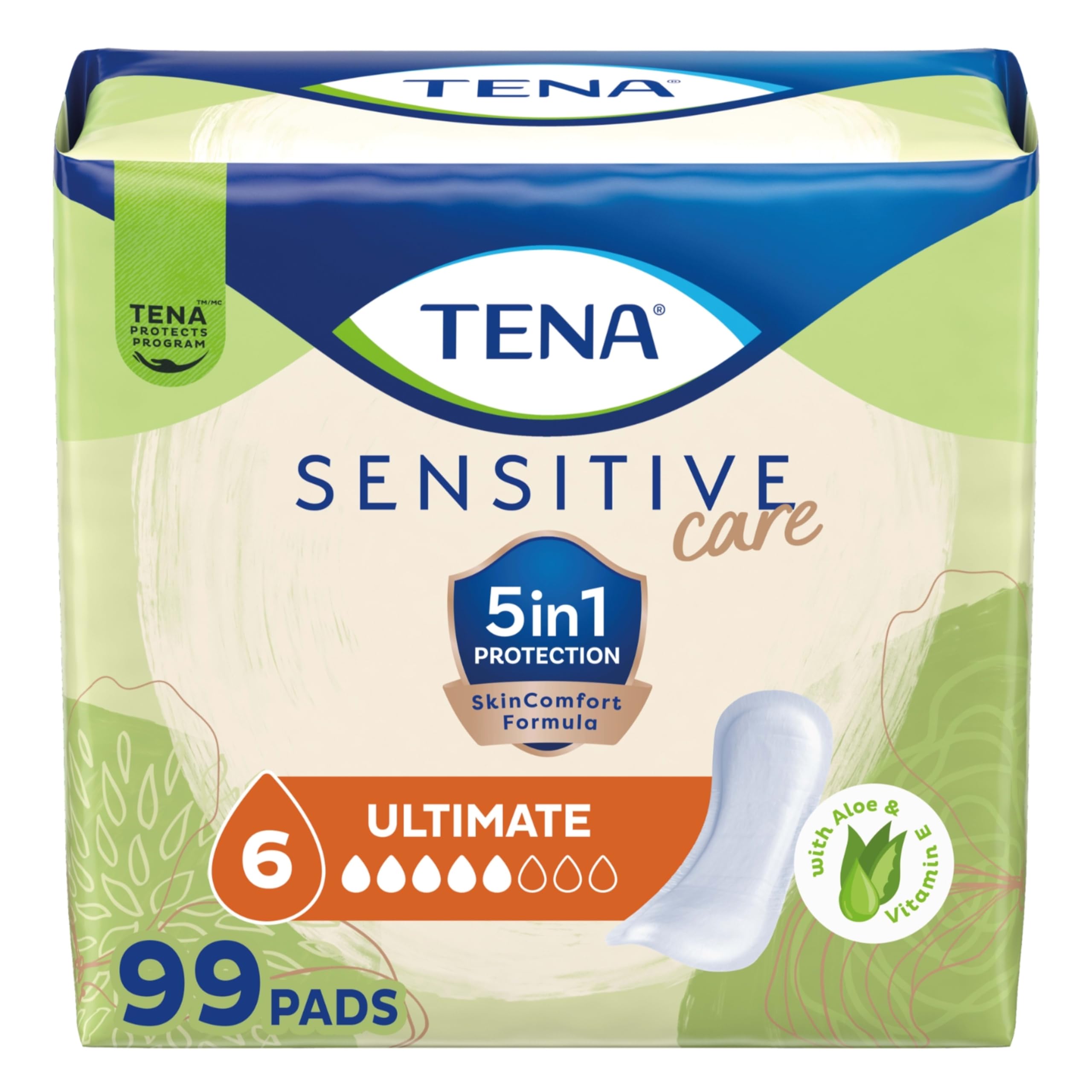 TENA Incontinence Pads for Women with Aloe & Vitamin E

