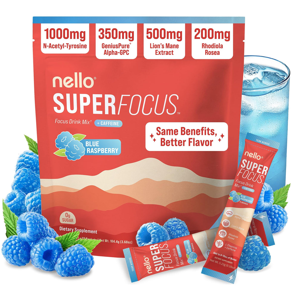 Nello Superfocus Nootropic Drink Mix for Focus and Clarity