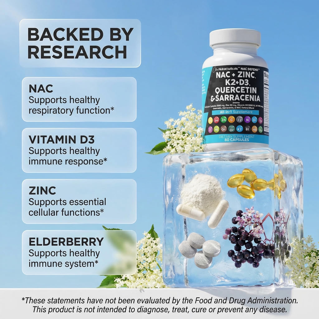 Clean Nutra NAC Immune Support | D3 K2 Zinc Quercetin

