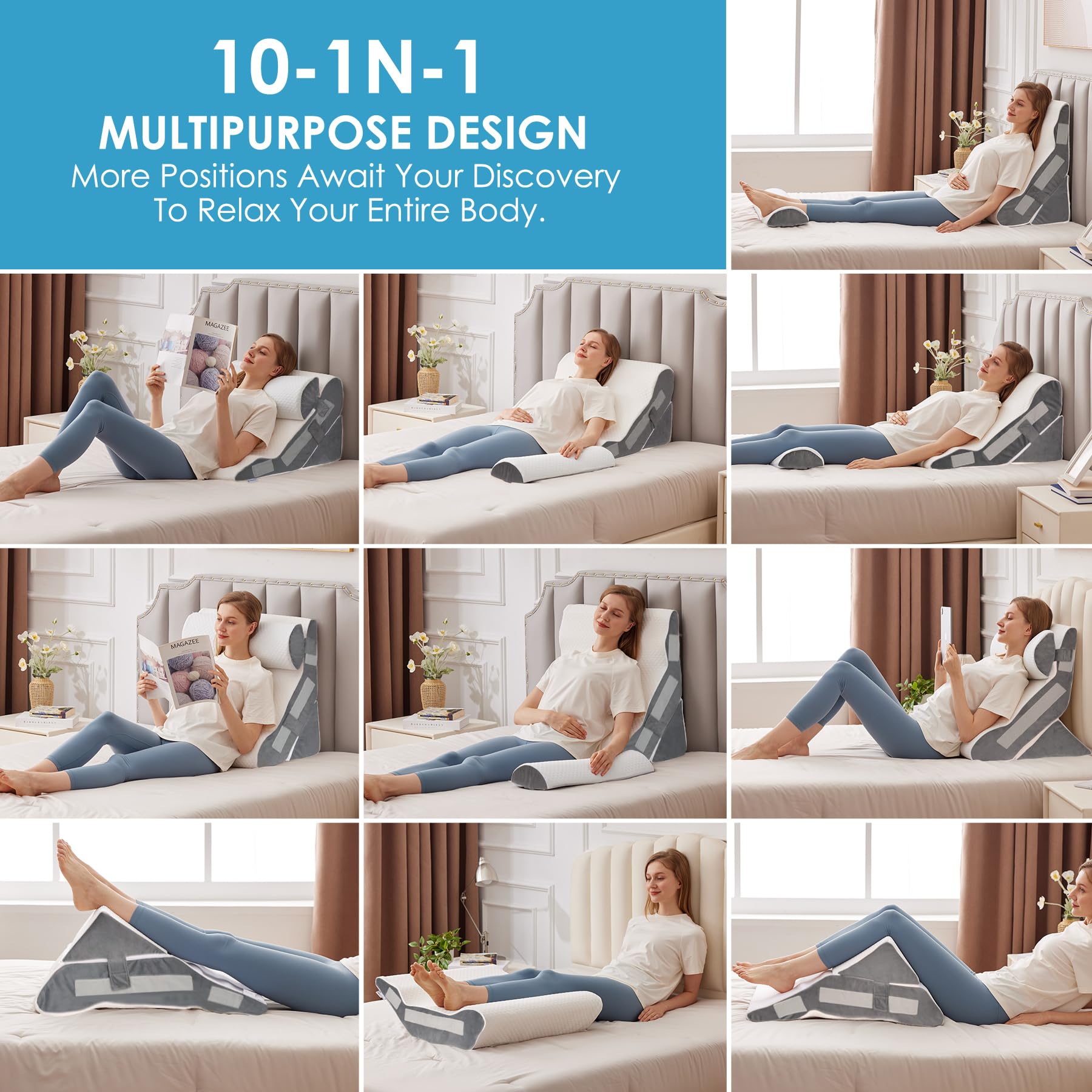 MEGCXIT Bed Wedge Pillow for Sleep Apnea – 23.6-Inch Wide Triangle Wedge

