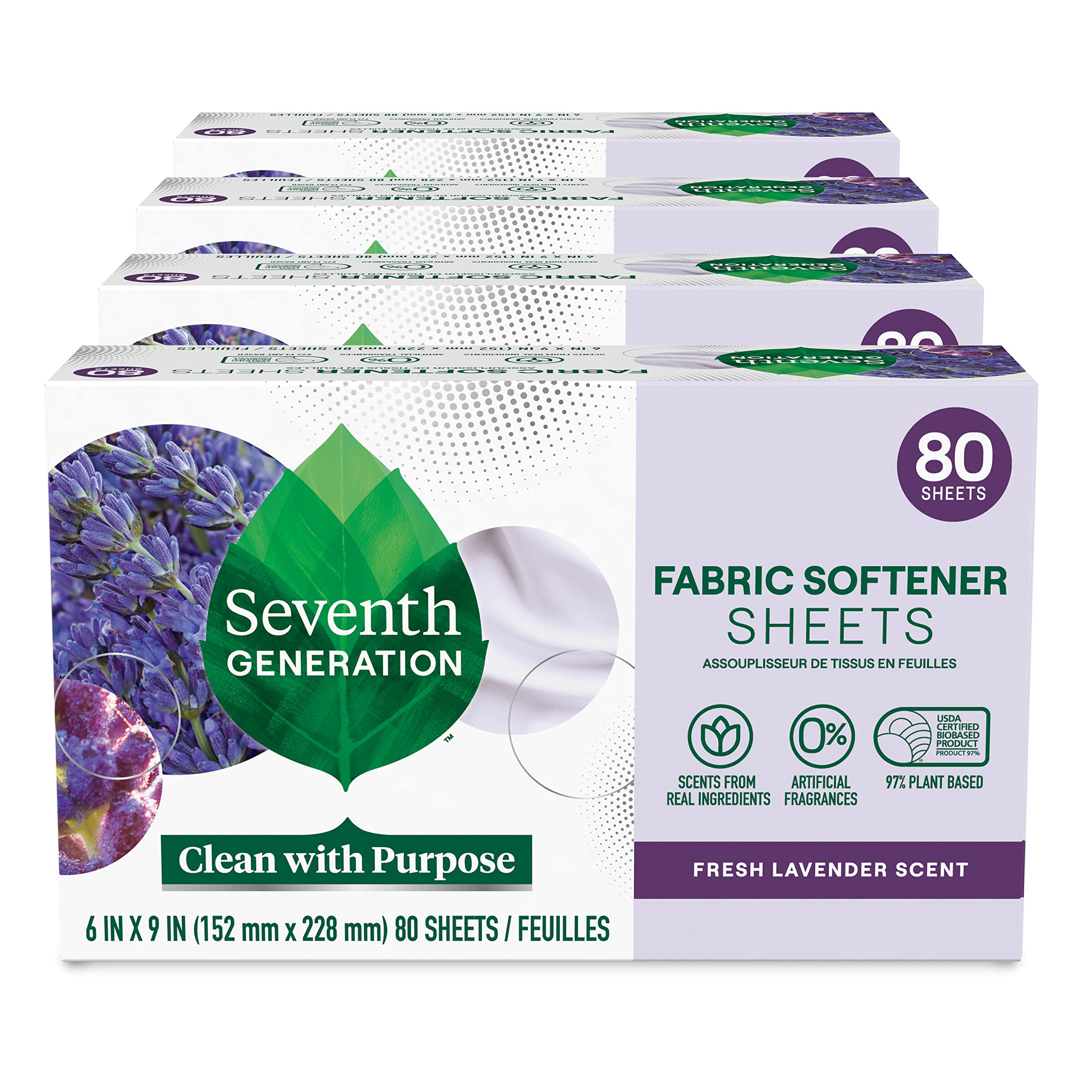 Seventh Generation Lavender Dryer Sheets with Essential Oils

