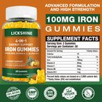 Lickshine Vegan Iron Gummies with Vitamin C Pineapple

