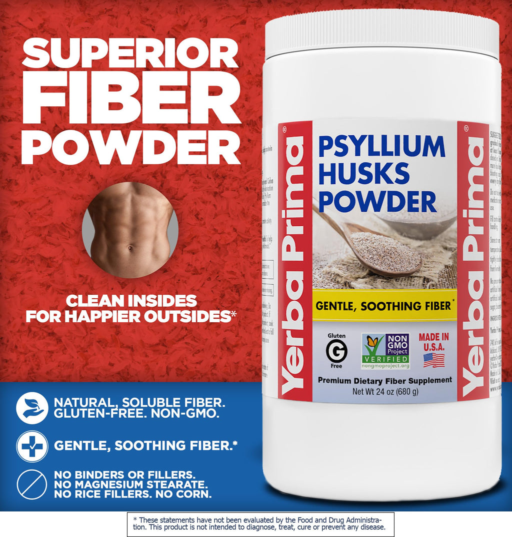 Yerba Prima Psyllium Husk Powder – Unflavored Fiber

