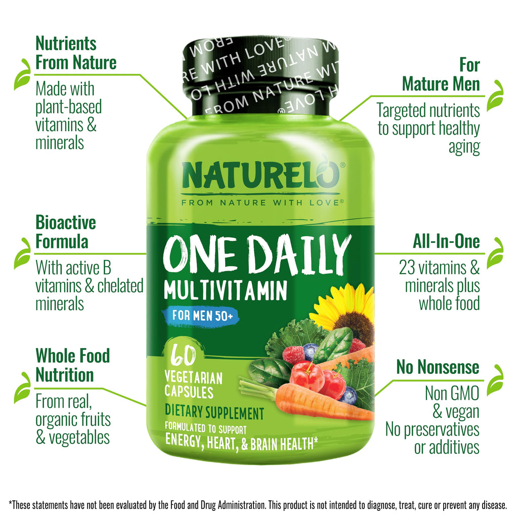 Naturelo Men’s Multivitamin 50+ Plant-Based | Non-GMO

