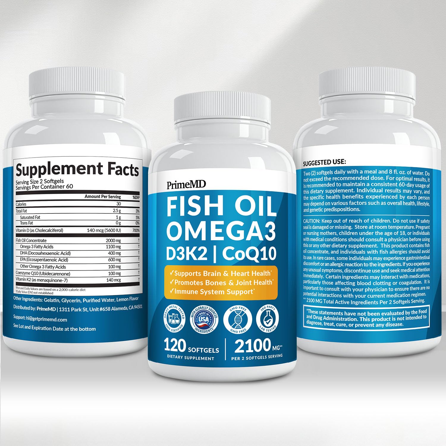 Omega-3 Fish Oil with D3 K2 CoQ10 Lemon Flavor

