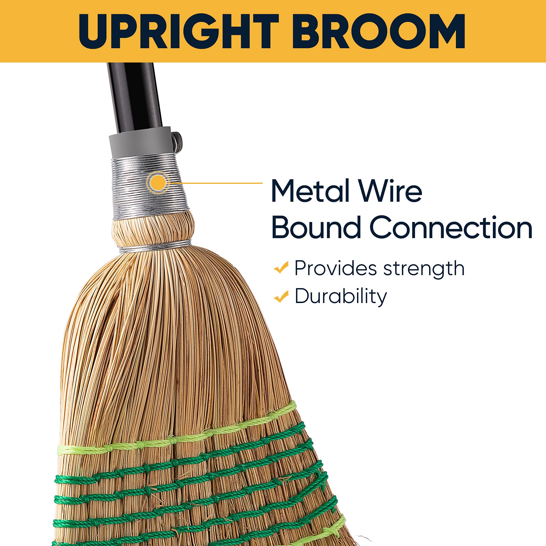 Yocada Heavy-Duty Corn Broom Indoor Outdoor

