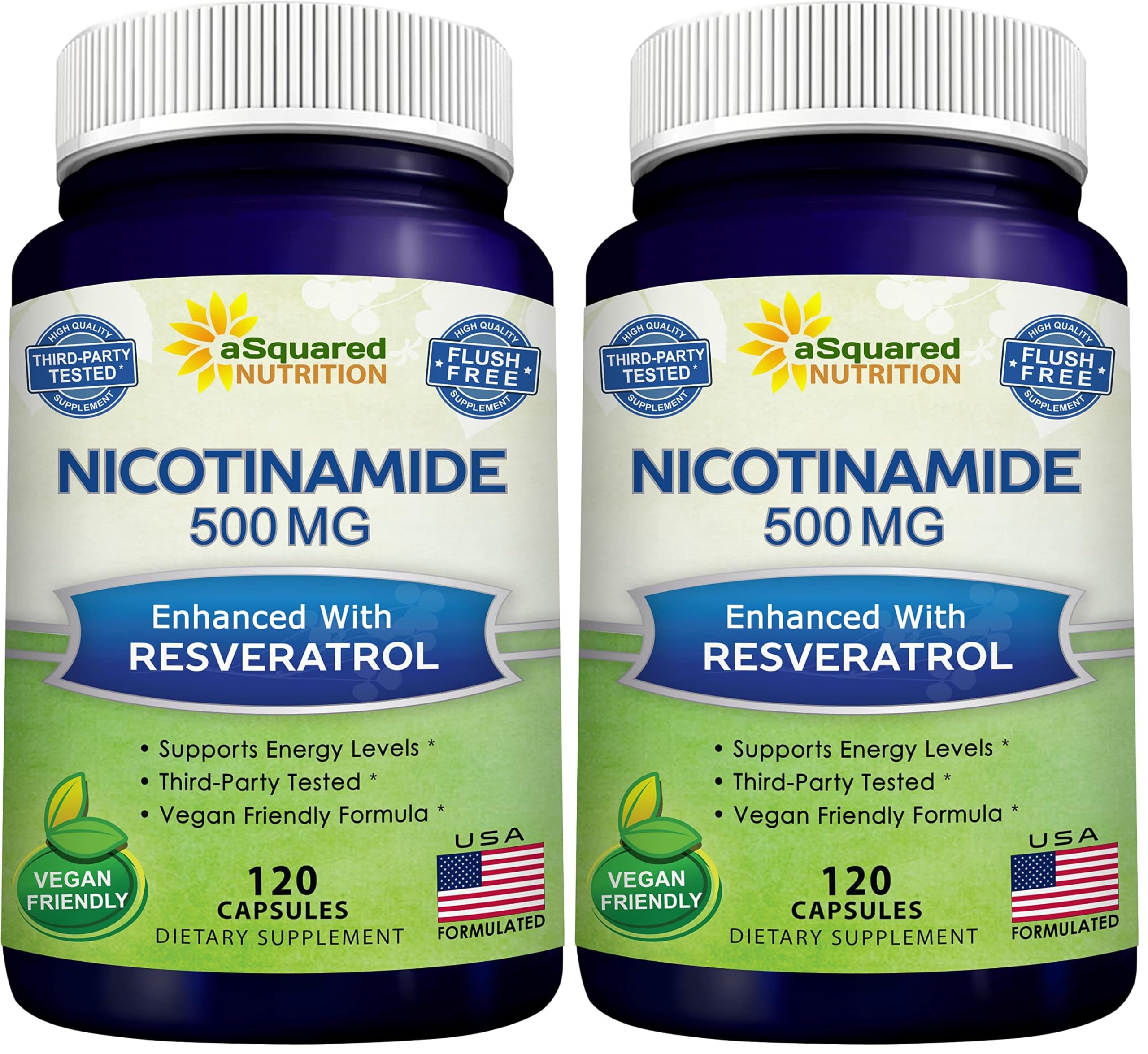 aSquared Nutrition Nicotinamide with Resveratrol Capsules Flush Free