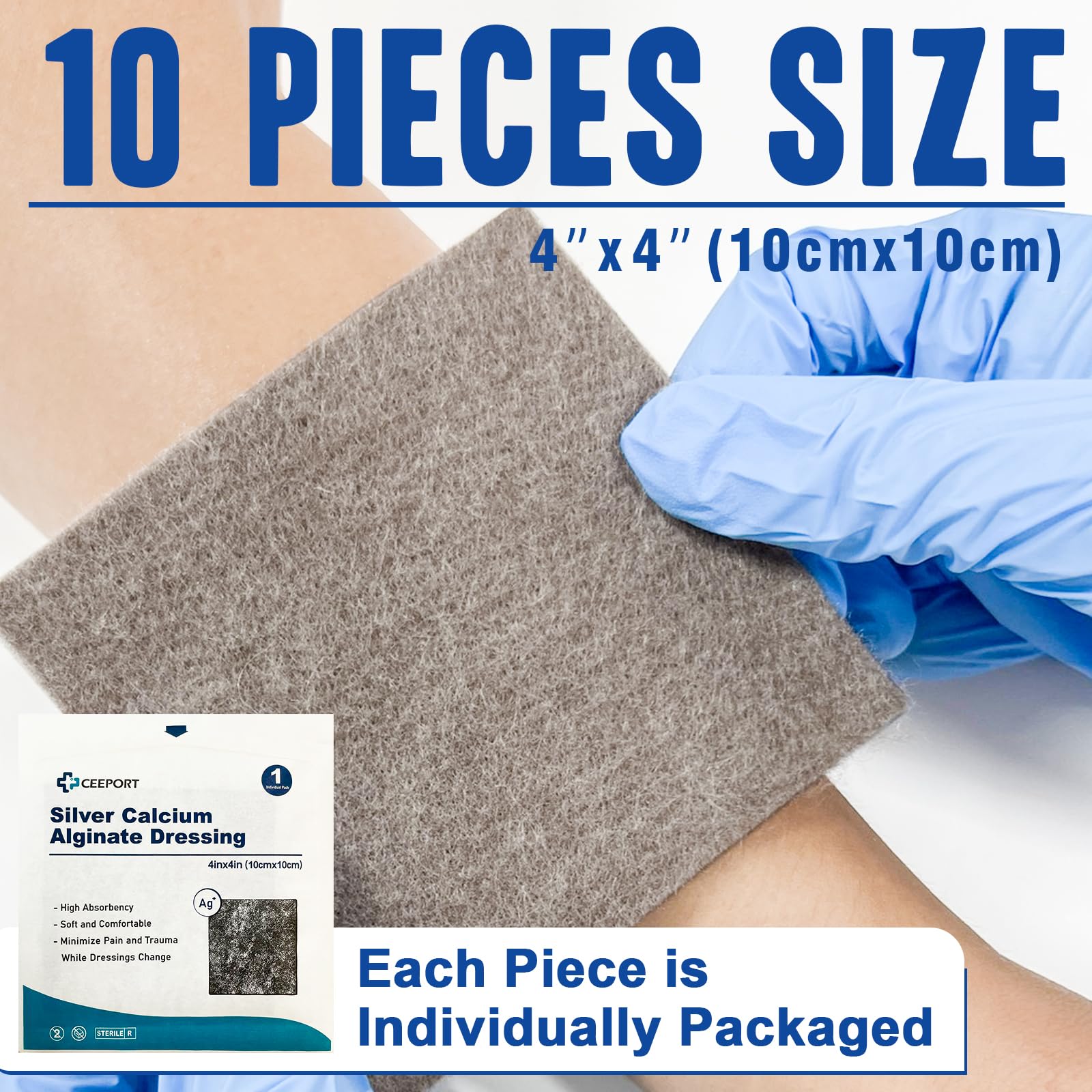 Ceeport Silver Calcium Alginate Wound Dressing Pads


