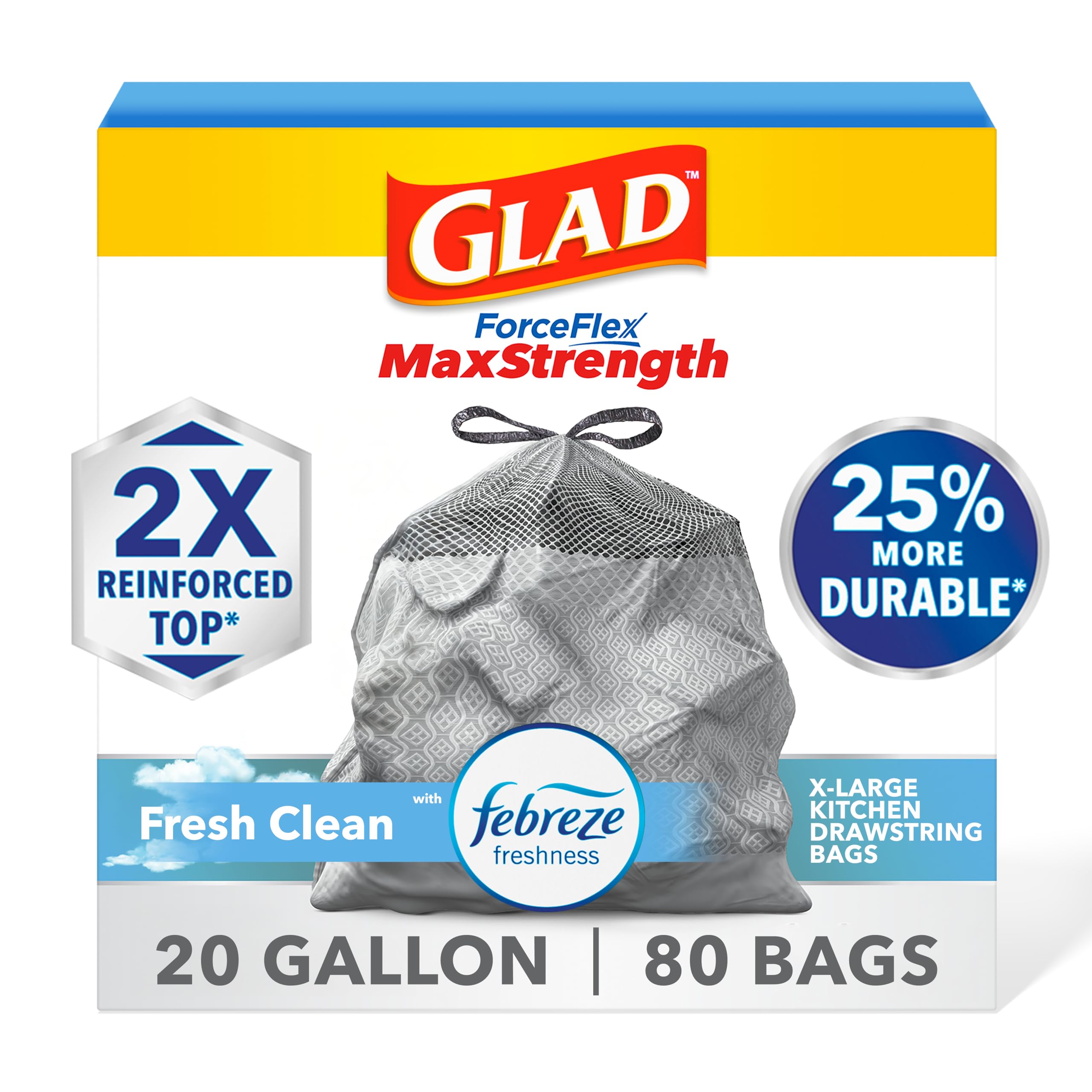 Glad ForceFlex MaxStrength Kitchen Trash Bags Durable

