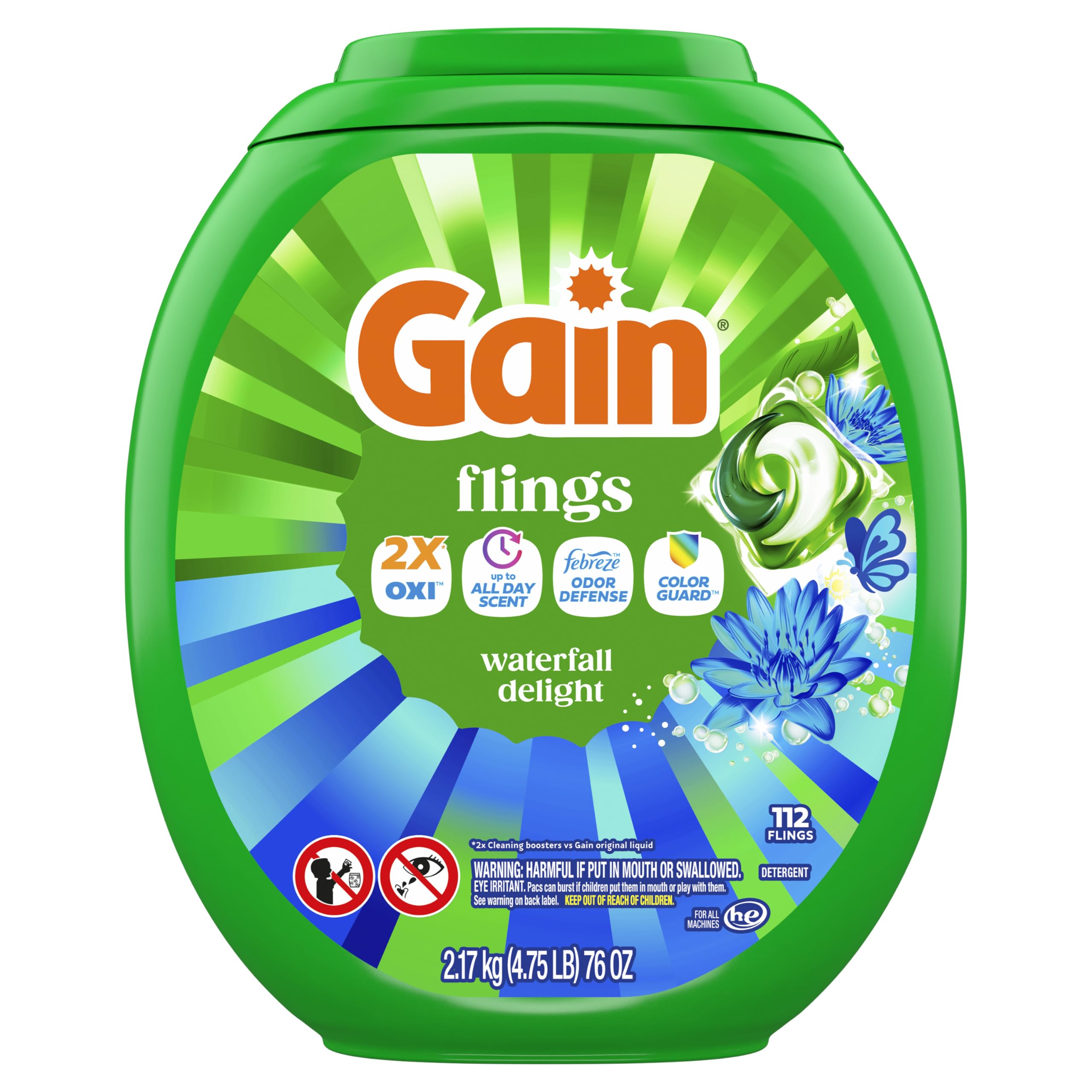 Gain Flings Waterfall Delight Laundry Pods 4-in-1

