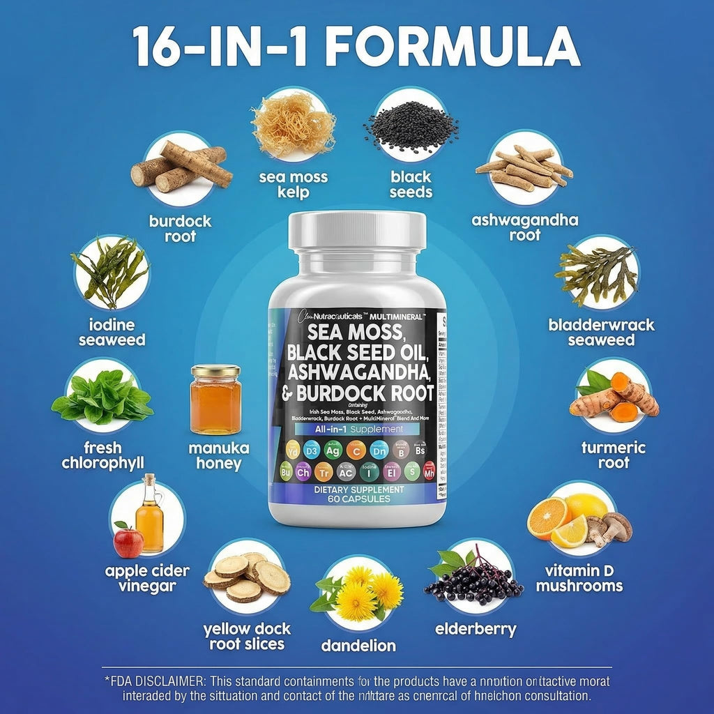 Clean Nutra 15-in-1 Sea Moss & Black Seed Oil

