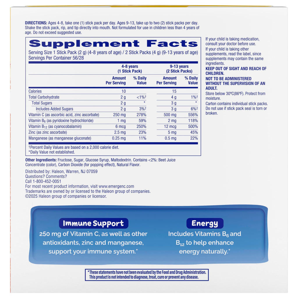 Emergen-C Immune Support Vitamin C with B Vitamins Zinc

