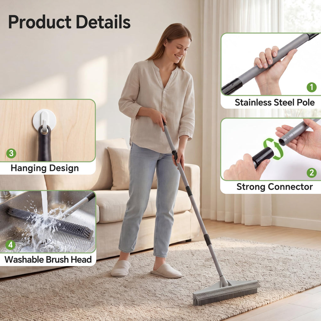 Walensee 2-in-1 Carpet Rake for Pet Hair Nylon & Rubber

